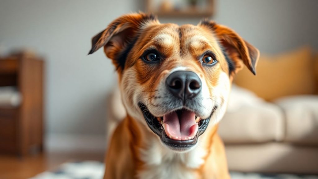 Glücklicher Hund schaut in die Kamera