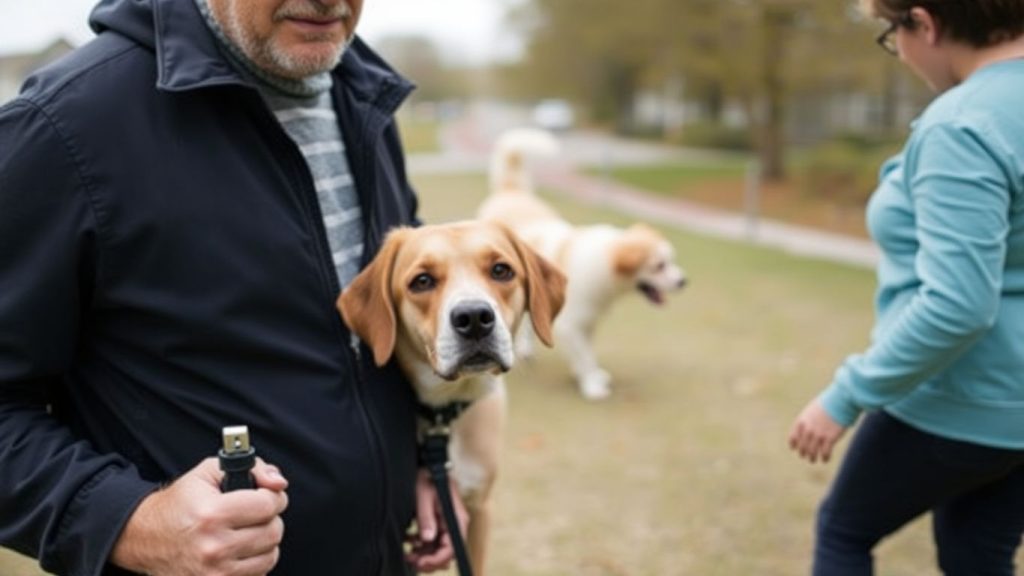 Hundebesitzer mit Hund und anderer Person
